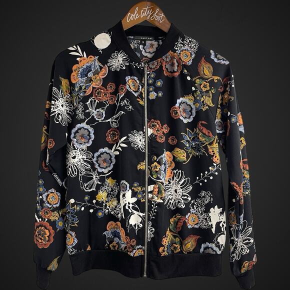 West Kei Floral Zip Up Light Weight Jacket Shirt Top Small - Picture 1 of 6